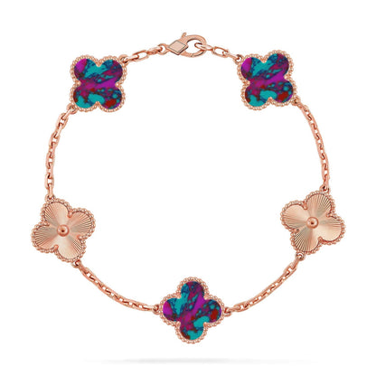[AURORA]CLOVER 5 MOTIF COLOR GEMSTONES BRACELET COLLECTION