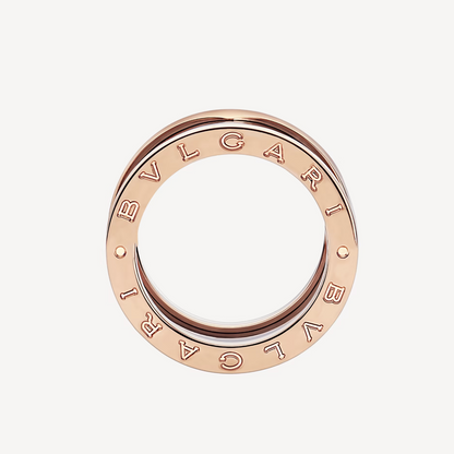 [AURORA]ZERO 1 VIERBAND-LOOPS UND SCHWARZER KERAMIK-SPIRALENRING AUS ROTGOLD