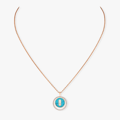 [AURORA]LUCKY MOVE 1 DIAMOND TURQUOISE PINK GOLD DIAMOND NECKLACE