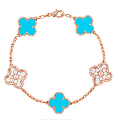 [AURORA] CLOVER 5 MOTIF TURQUOISE BRACELET COLLECTION