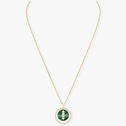 [AURORA]LUCKY MOVE 3 DIAMOND MALACHITE GOLD DIAMOND NECKLACE