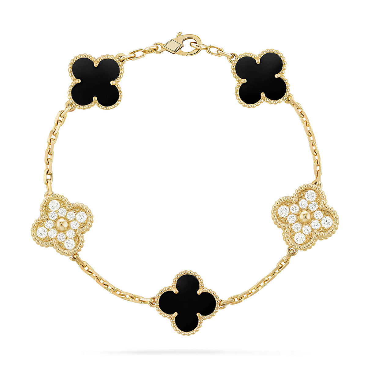[AURORA]CLOVER 5 MOTIF ONYXS BRACELET COLLECTION