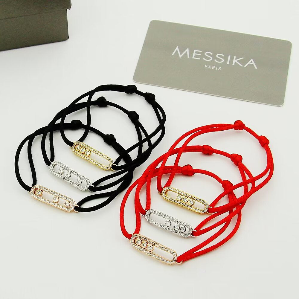 [AURORA]Messika Care(s) pink cord pavé bracelet