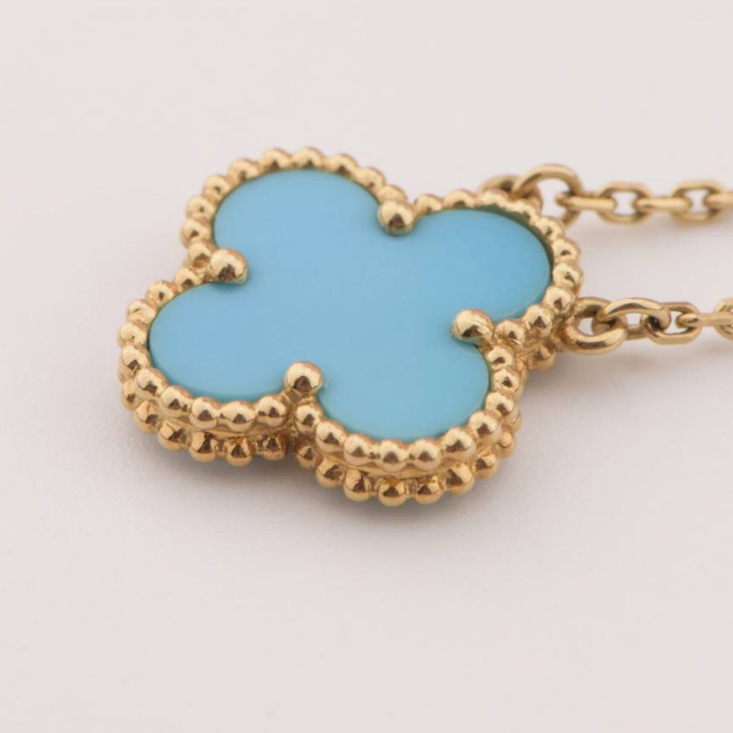 [Aurora]CLOVER 15MM VINTAGE TURQUOISE NECKLACE