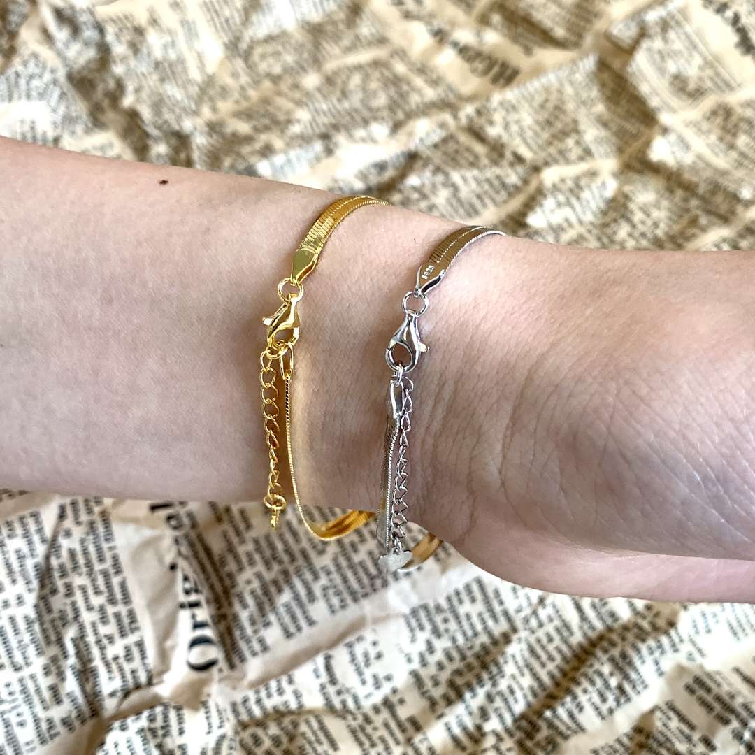 [Aurora]Flat Snake Bone Chain Blade Necklace