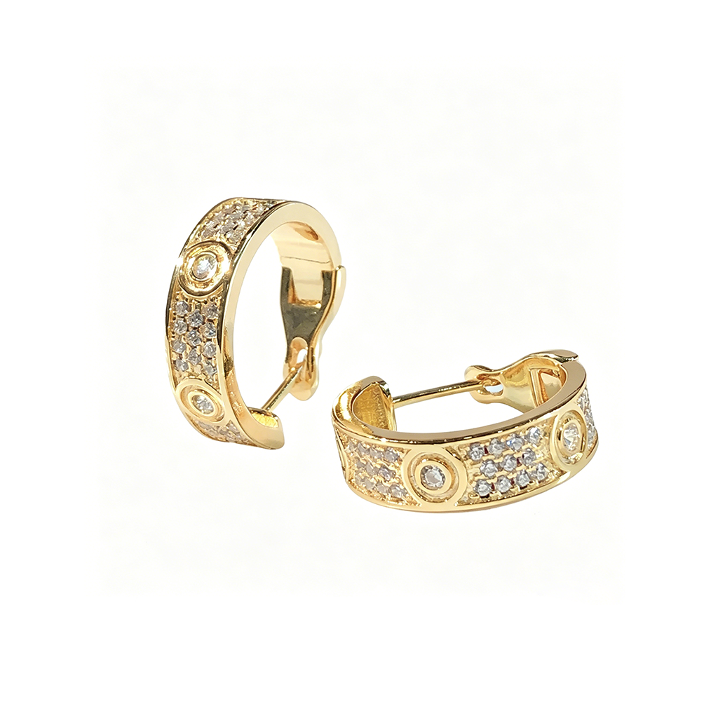 [AURORA]LOVE 5.5MM DIAMOND PAVED EARRINGS