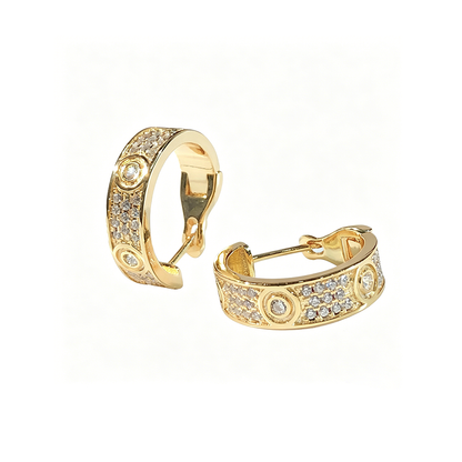 [AURORA]LOVE 5.5MM DIAMOND PAVED EARRINGS