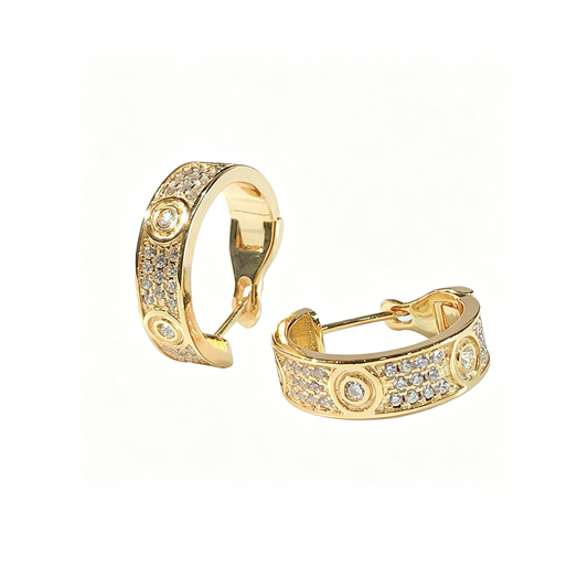 [AURORA]LOVE 5.5MM DIAMOND PAVED EARRINGS