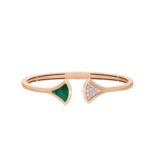 [AURORA]DREAM BRACELET OPEN MALACHITE PINK GOLD