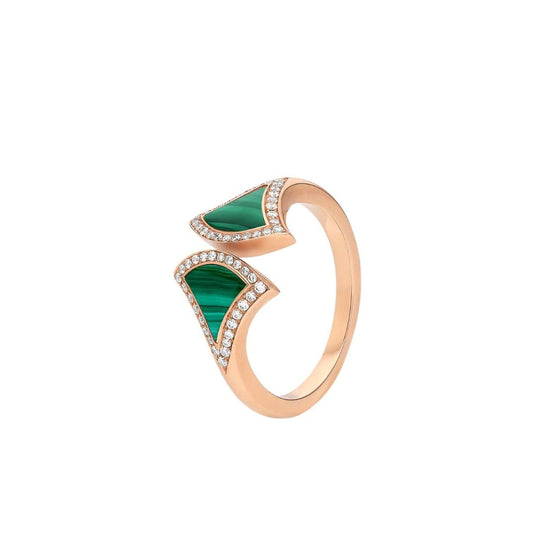 [Aurora]DREAM MALACHITE DIAMOND OPEN RING