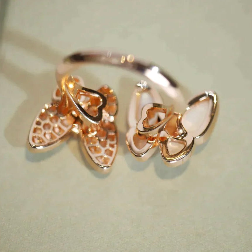 [Aurora]TWIN BUTTERFLY DIAMOND MOP RING