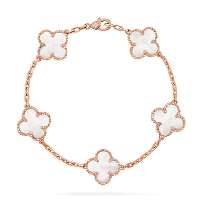 [AURORA]CLOVER WHITE PEARL MOP 5 MOTIF BRACELET COLLECTION