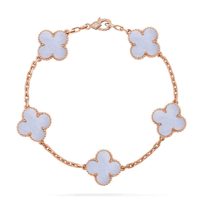 [AURORA] CLOVER 5 MOTIF PURPLE CHALCEDONY BRACELET COLLECTION