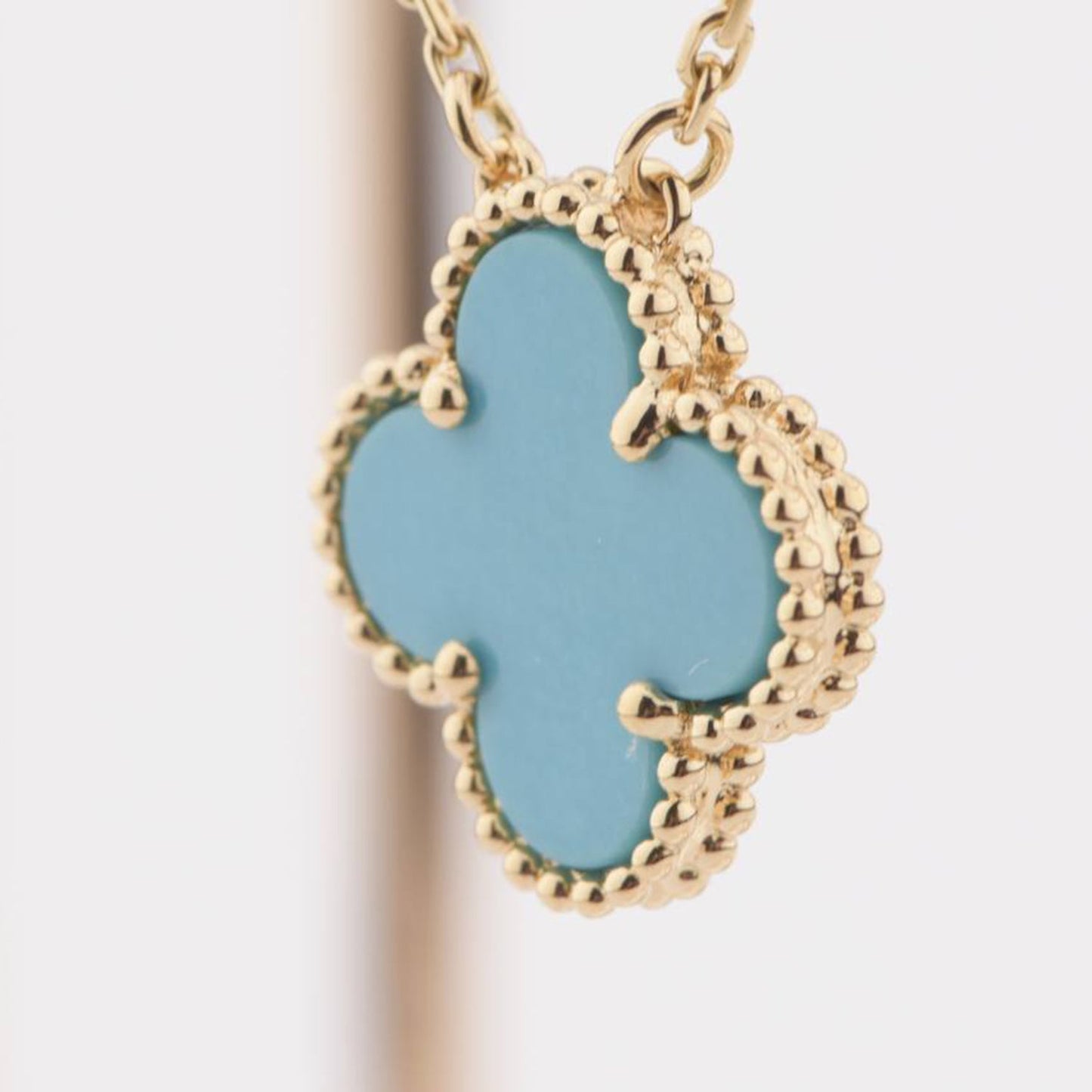 [Aurora]CLOVER 15MM VINTAGE TURQUOISE NECKLACE