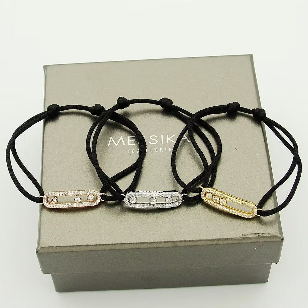 [AURORA]Messika Care(s) pink cord pavé bracelet