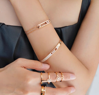 [AURORA]Move Noa Rose Gold Pavé Diamond Bangle Bracelet