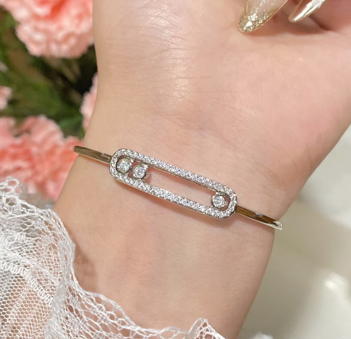[AURORA]Move Pavé Diamond Bangle Bracelet M