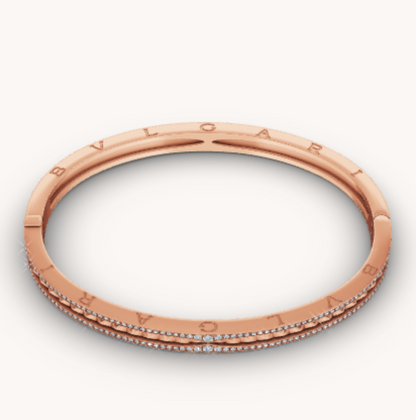 [Aurora]ZERO 1 SPIRAL AND PAVED DIAMOND PINK GOLD BRACELET