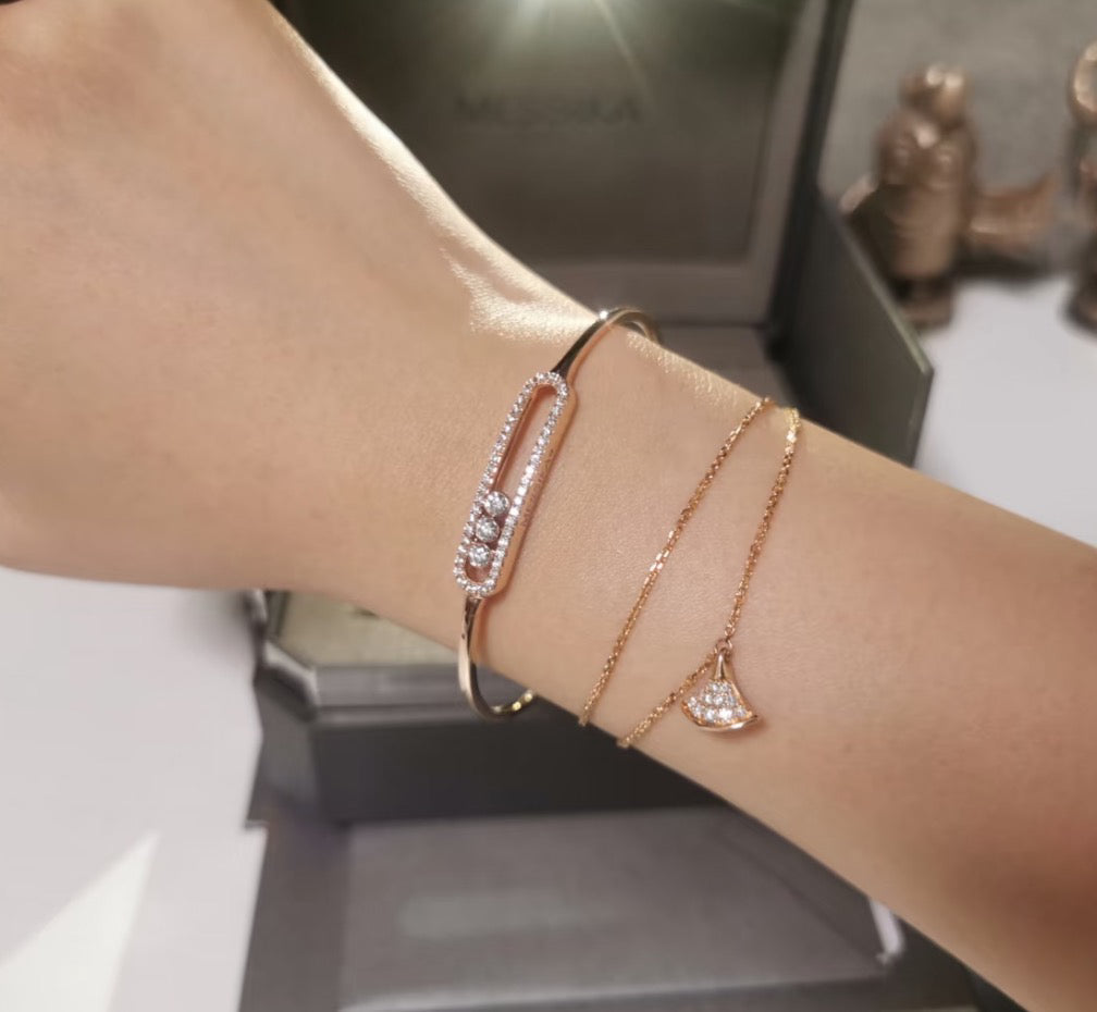 [AURORA]Move Pavé Diamond Bangle Bracelet M