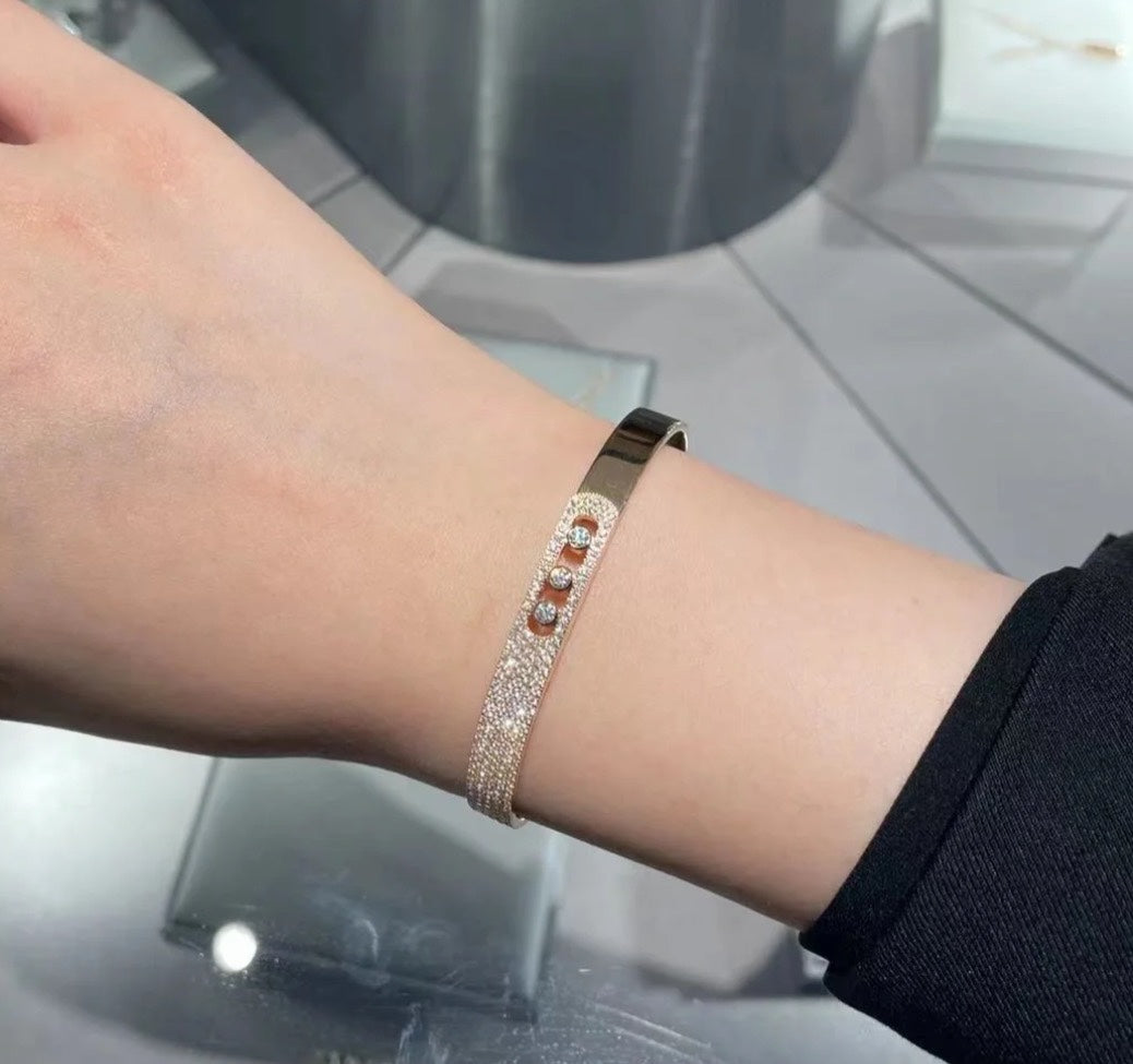 [AURORA]Move Noa Rose Gold Pavé Diamond Bangle Bracelet