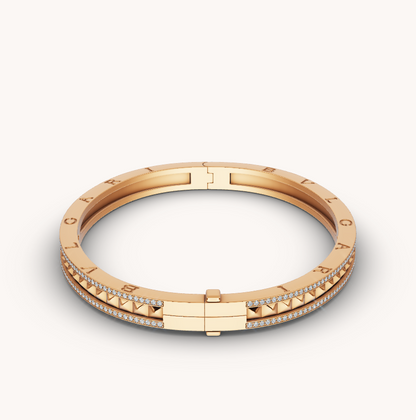 [AURORA]ZERO 1 スパイラル＆パヴェダイヤモンド ゴールドブレスレット
