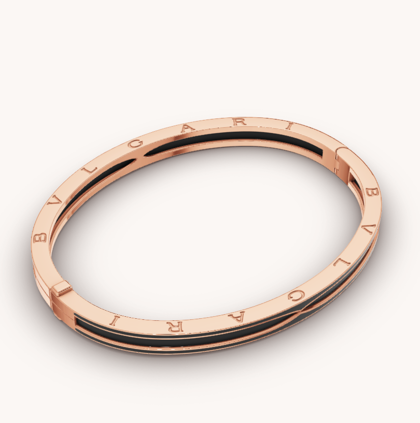 [Aurora]ZERO 1 PINK GOLD WITH MATTE BLACK CERAMIC BRACELET