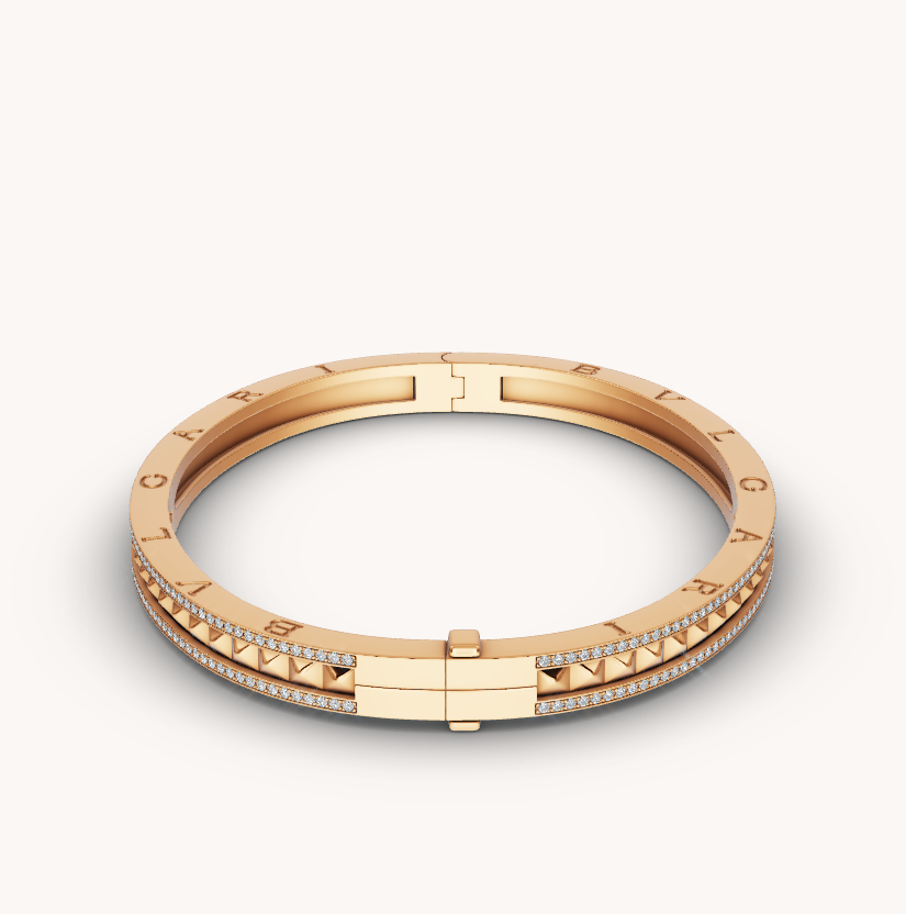 [Aurora]ZERO 1 SPIRAL AND PAVED DIAMOND GOLD BRACELET