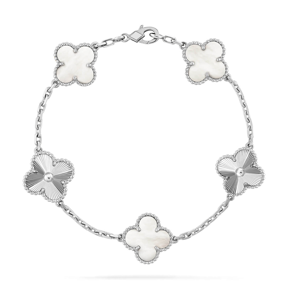 [AURORA]CLOVER WHITE PEARL MOP 5 MOTIF BRACELET COLLECTION