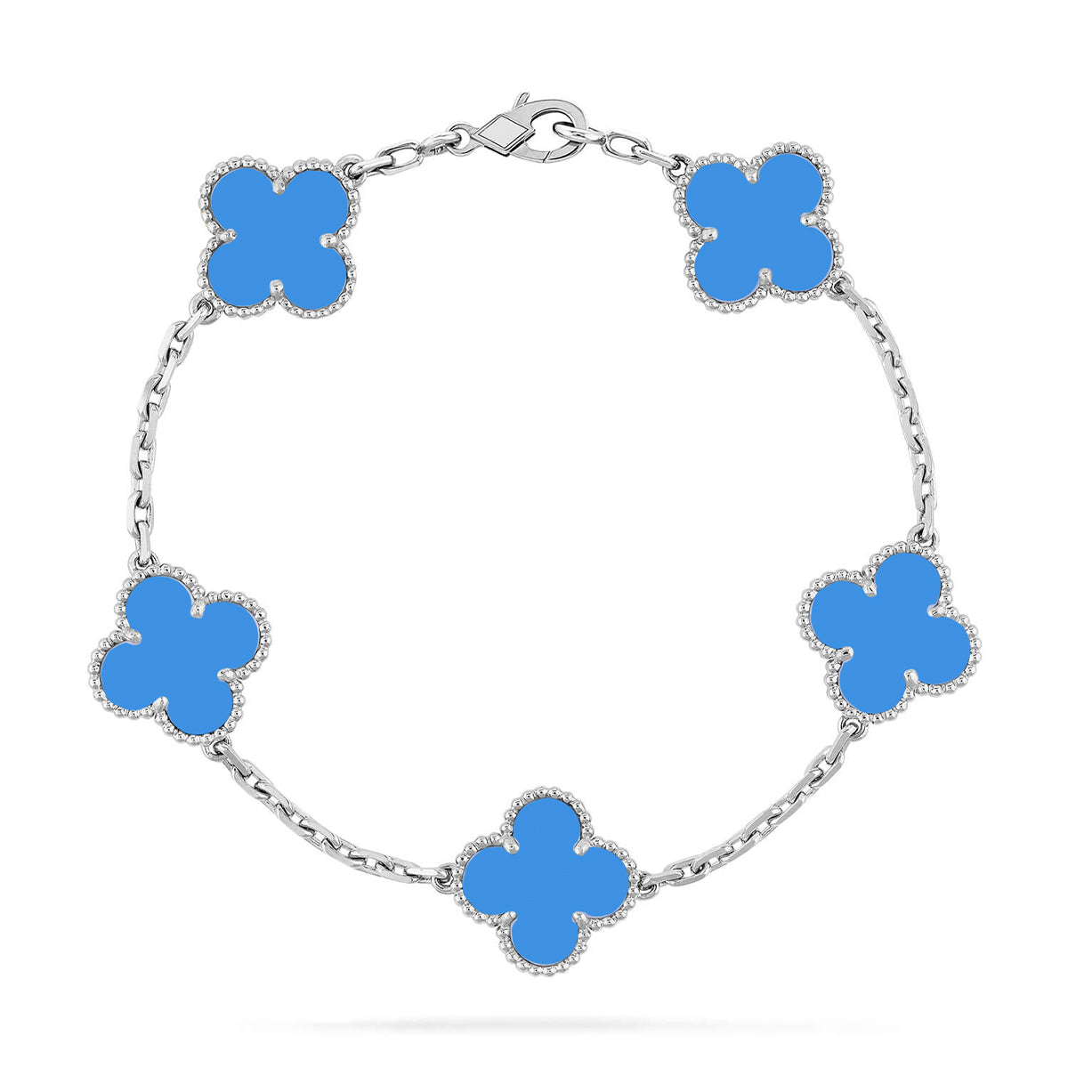 [AURORA] CLOVER 5 MOTIF BLUE AGATE BRACELET COLLECTION