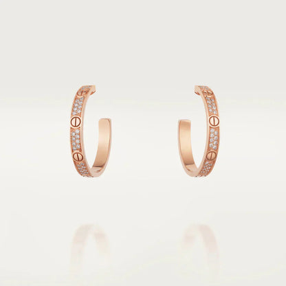 [Aurora]LOVE DIAMOND PINK GOLD HOOP EARRINGS