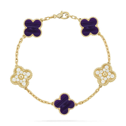 [AURORA]CLOVER 5 MOTIF PURPLE STRIPES BRACELET COLLECTION