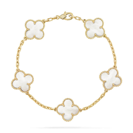 [Aurora]CLOVER  5 MOTIF WHITE MOP BRACELET