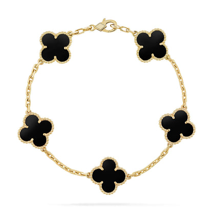[AURORA]CLOVER  5 MOTIFS BLACK ONYX BRACELET