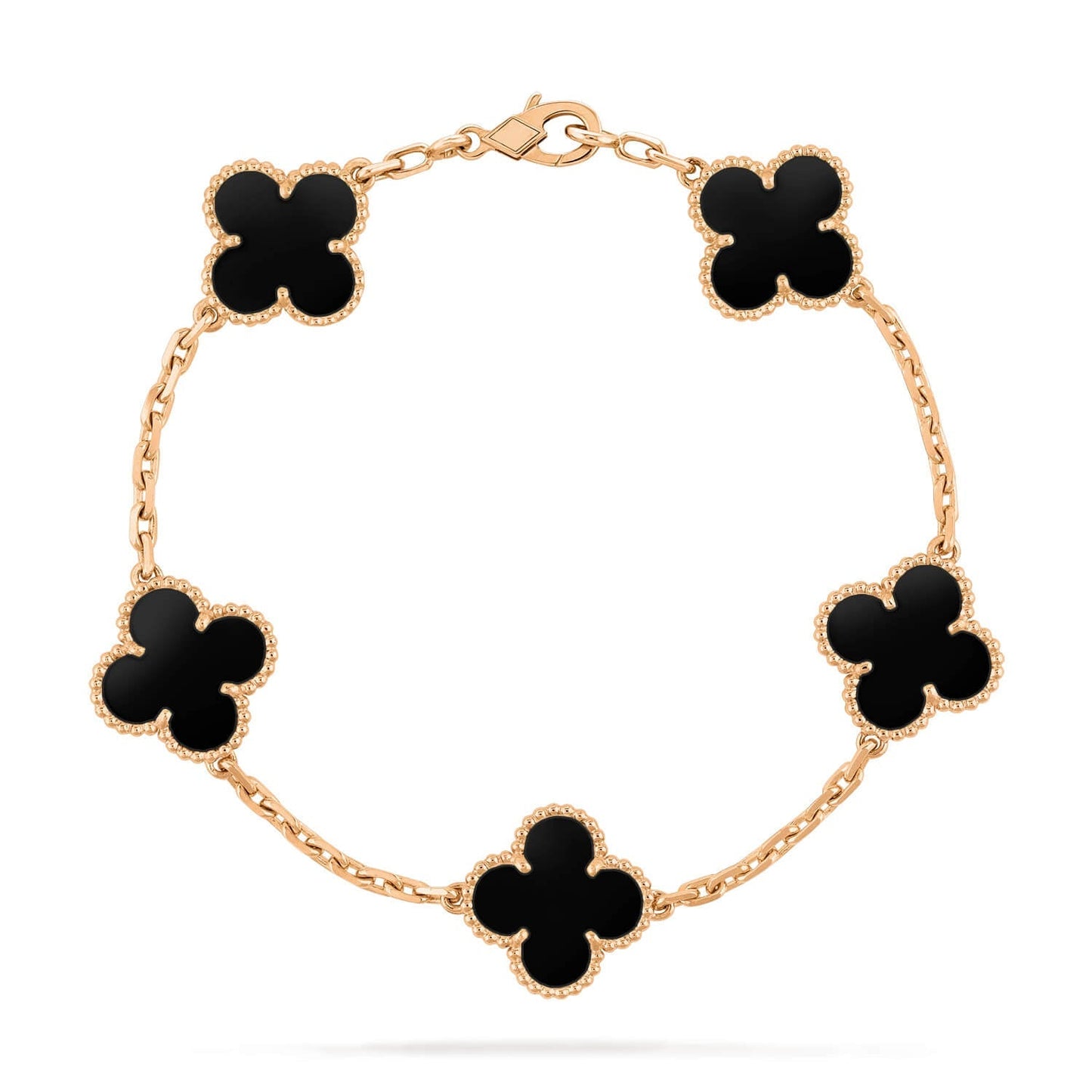 [AURORA]CLOVER  5 MOTIFS BLACK ONYX BRACELET