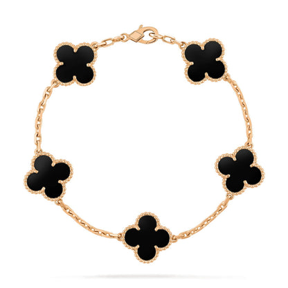 [AURORA]CLOVER  5 MOTIFS BLACK ONYX BRACELET