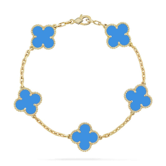 [Aurora]CLOVER 5 MOTIFS BLUE AGATE BRACELET
