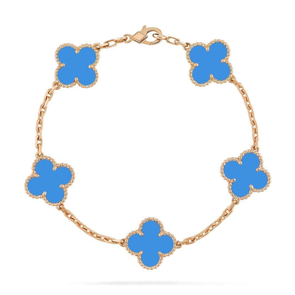 [Aurora]CLOVER 5 MOTIFS BLUE AGATE BRACELET