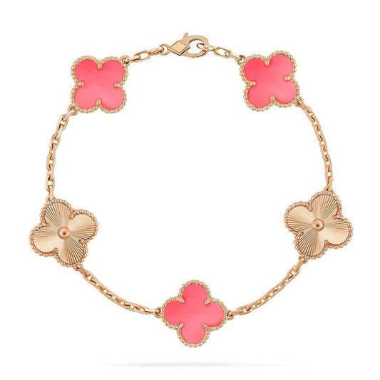 [Aurora]CLOVER BRACELET 5 MOTIF PINK AND PINK GOLD