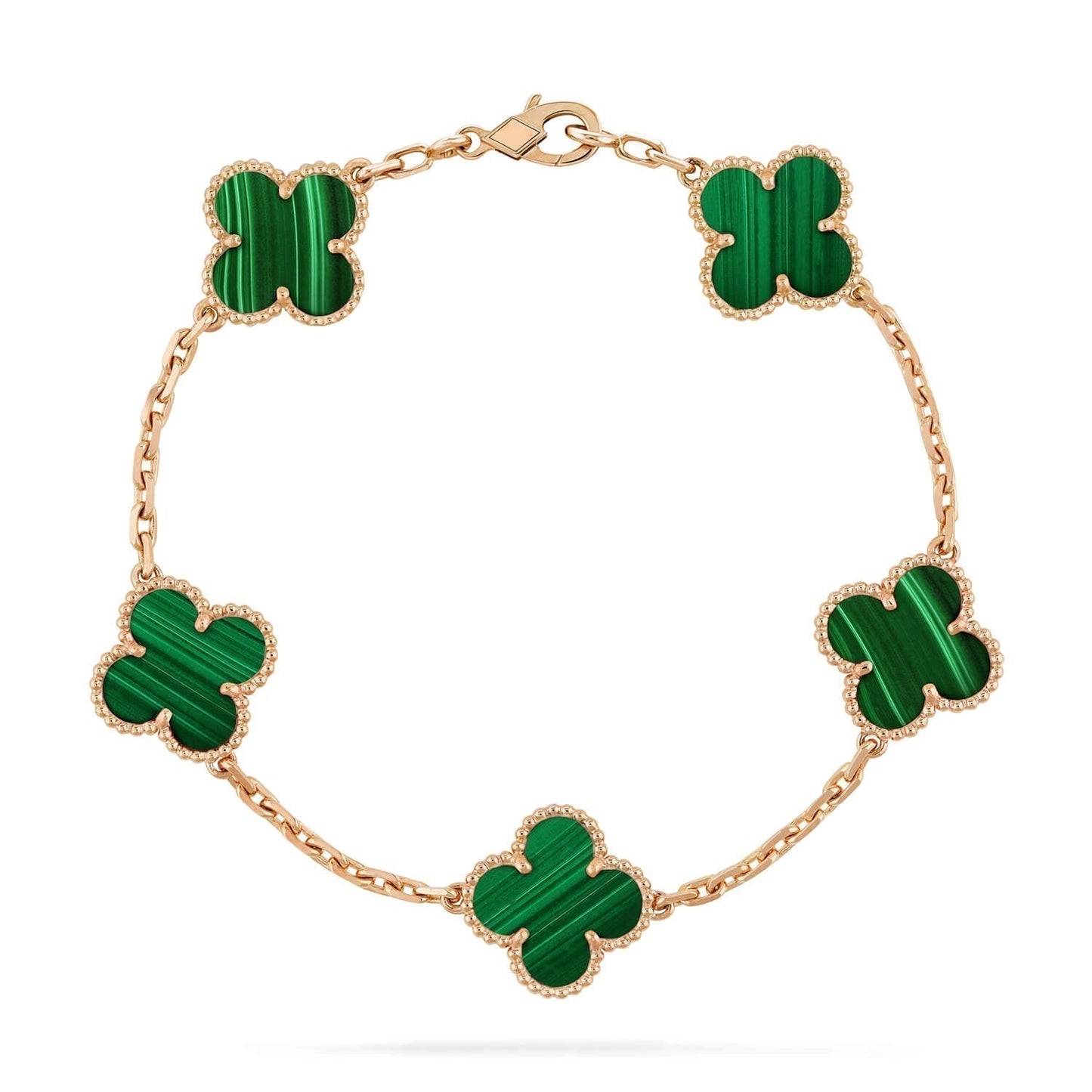 [Aurora]CLOVER 5 MOTIFS MALACHITE BRACELET