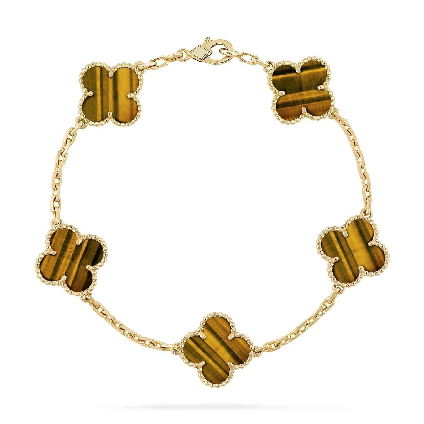 [Aurora]CLOVER  5 MOTIFS TIGER EYE BRACELET