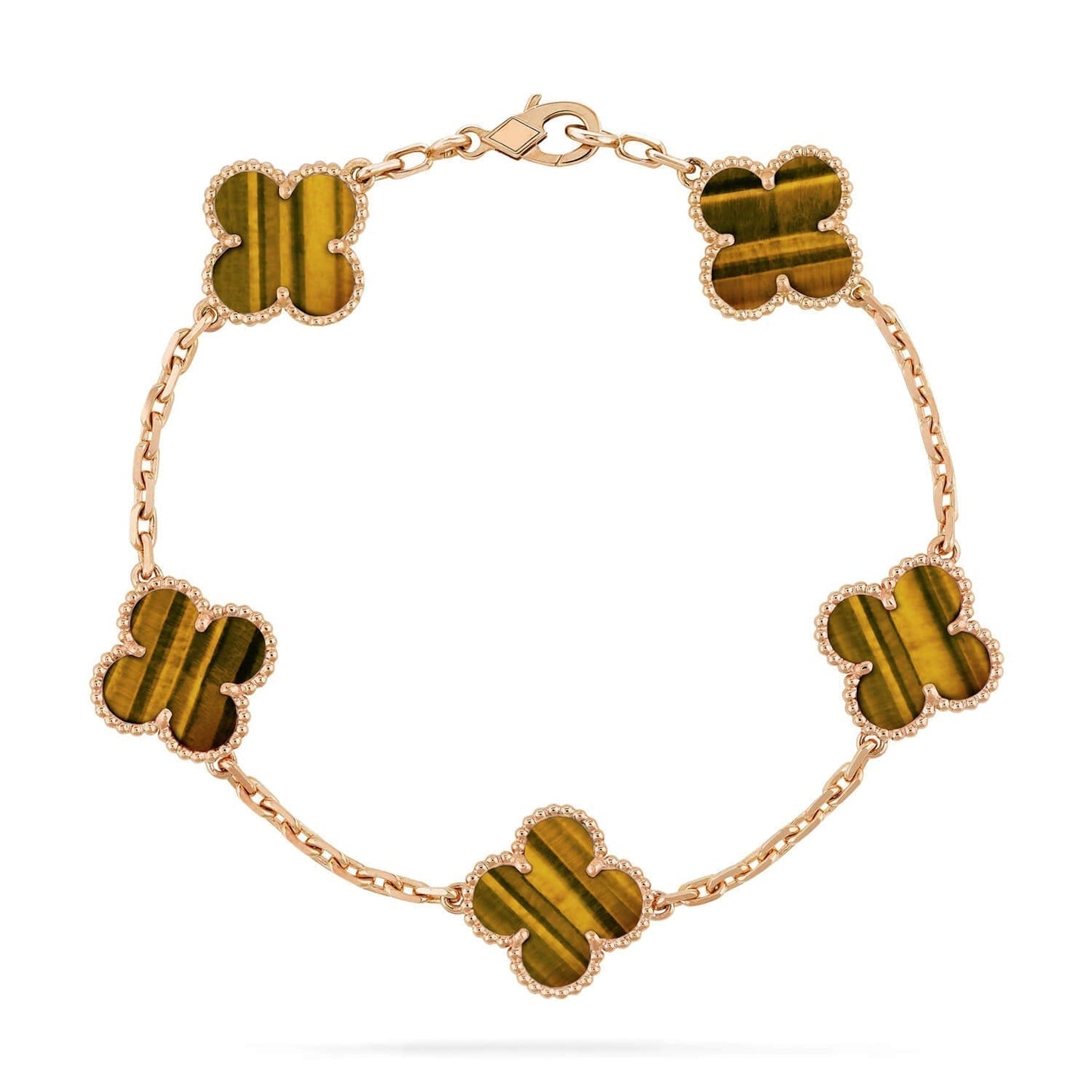 [AURORA]CLOVER  5 MOTIFS TIGER EYE BRACELET
