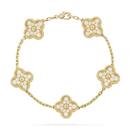 [Aurora]CLOVER 5 MOTIFS  FULL DIAMOND BRACELET