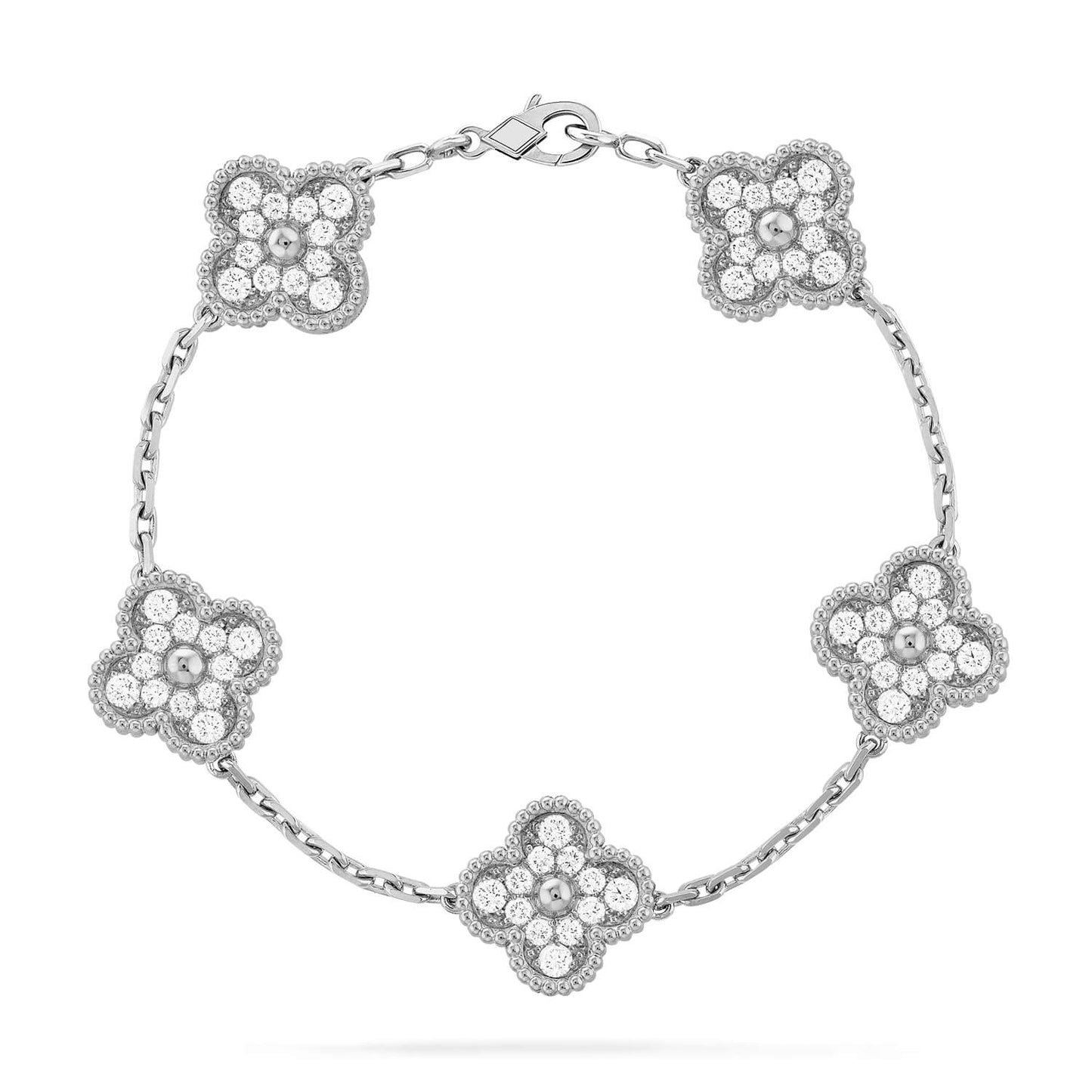 [Aurora]CLOVER 5 MOTIFS  DIAMOND BRACELET SILVER