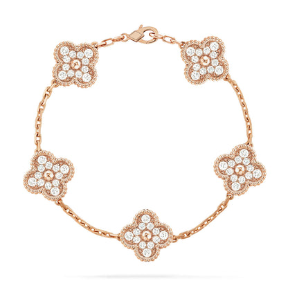 [Aurora]CLOVER 5 MOTIFS  FULL DIAMOND BRACELET