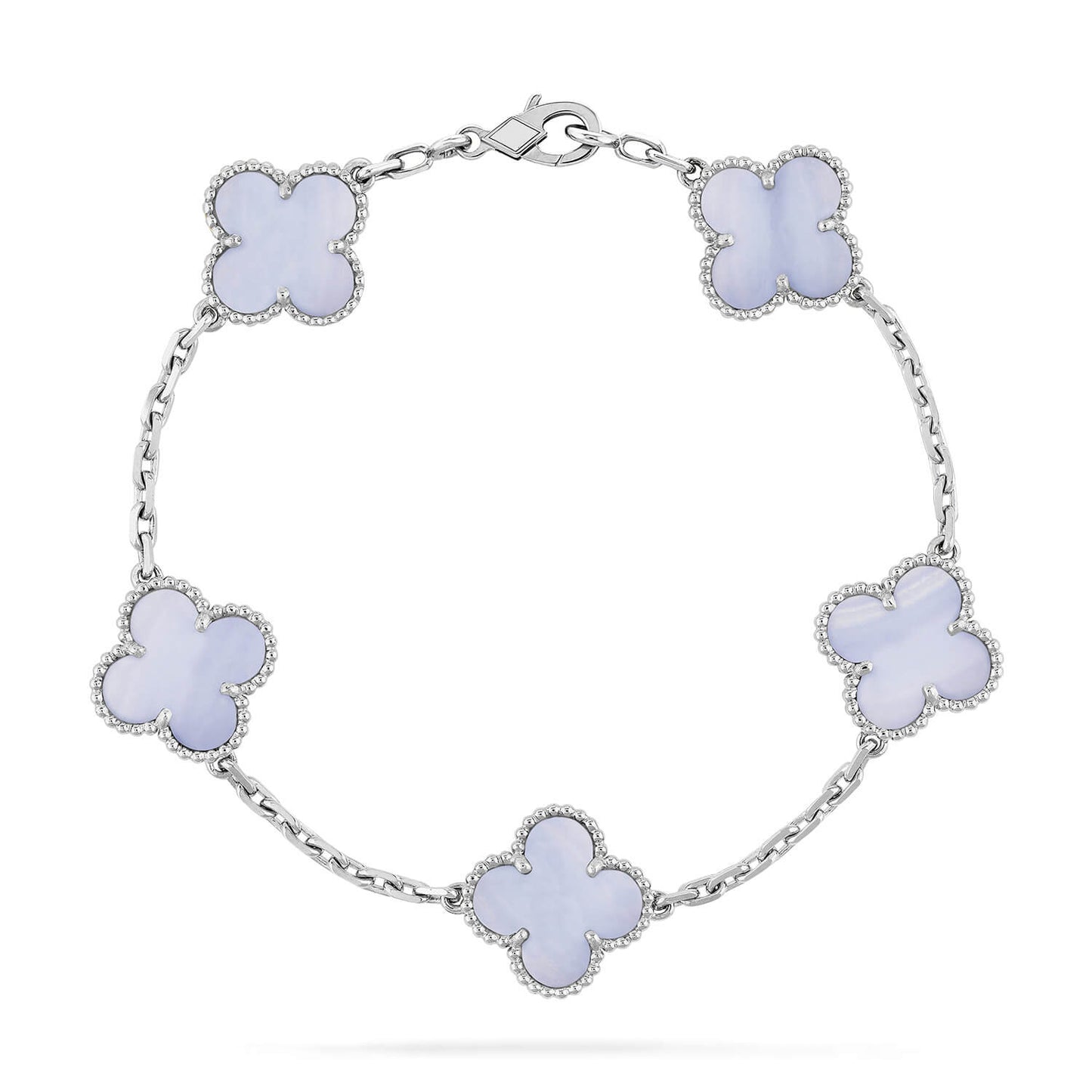 [Aurora]CLOVER  5 MOTIF PURPLE CHALCEDONY BRACELET SILVER