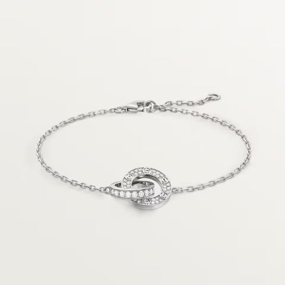 [AURORA]LOVE DOUBLE RING FULL DIAMOND BRACELET