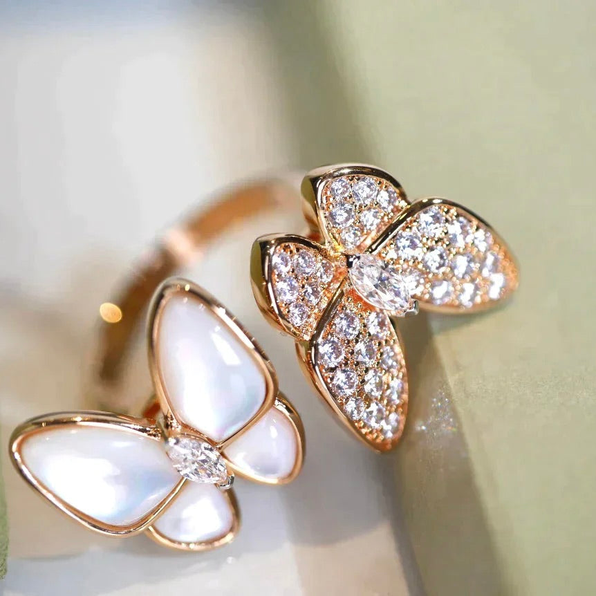 [Aurora]TWIN BUTTERFLY DIAMOND MOP RING