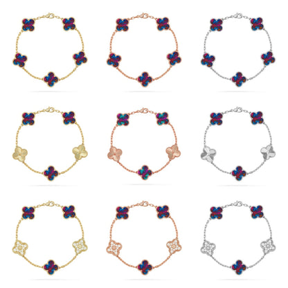 [AURORA]CLOVER 5 MOTIF COLOR GEMSTONES BRACELET COLLECTION