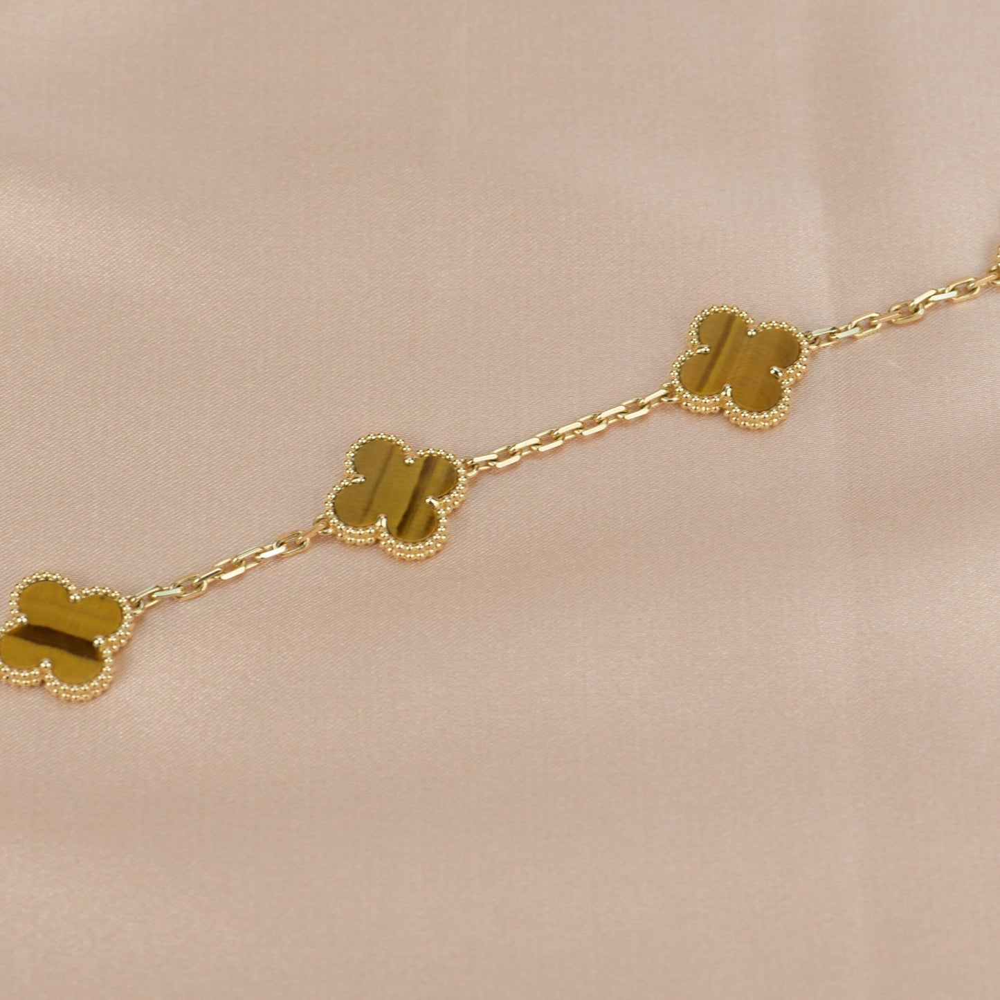 [Aurora]CLOVER  5 MOTIFS TIGER EYE BRACELET