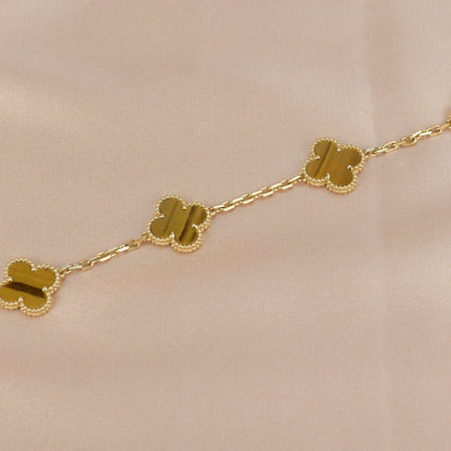 [Aurora]CLOVER  5 MOTIFS TIGER EYE BRACELET